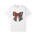 Striped Hair Bow T-Shirt Moms Apparel Gift Women Simple Graphic T-Shirt Hair Bow T-Shirt Mom Fan Minimalist T-Shirt Clothing Graphic Classic Fringe