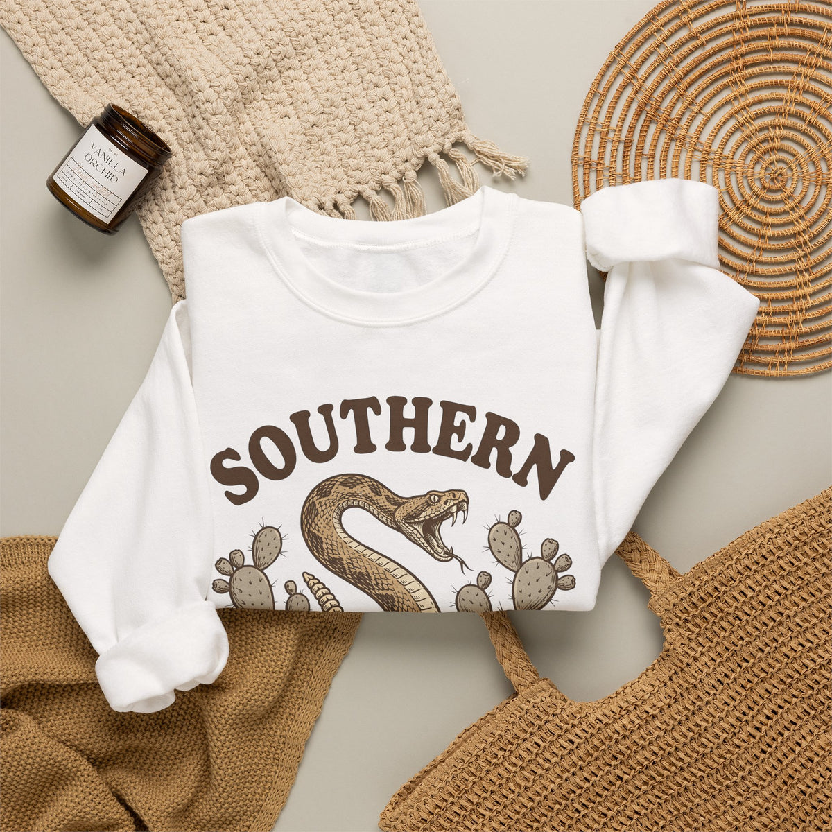 Rattlesnake Graphic Sweatshirt Cowgirl Southern Gift Women Vintage Sweatshirt Snake Sweatshirt Rodeo Fan Retro Sweatshirt Dixie Graphic Western Cactus Sweatshirt