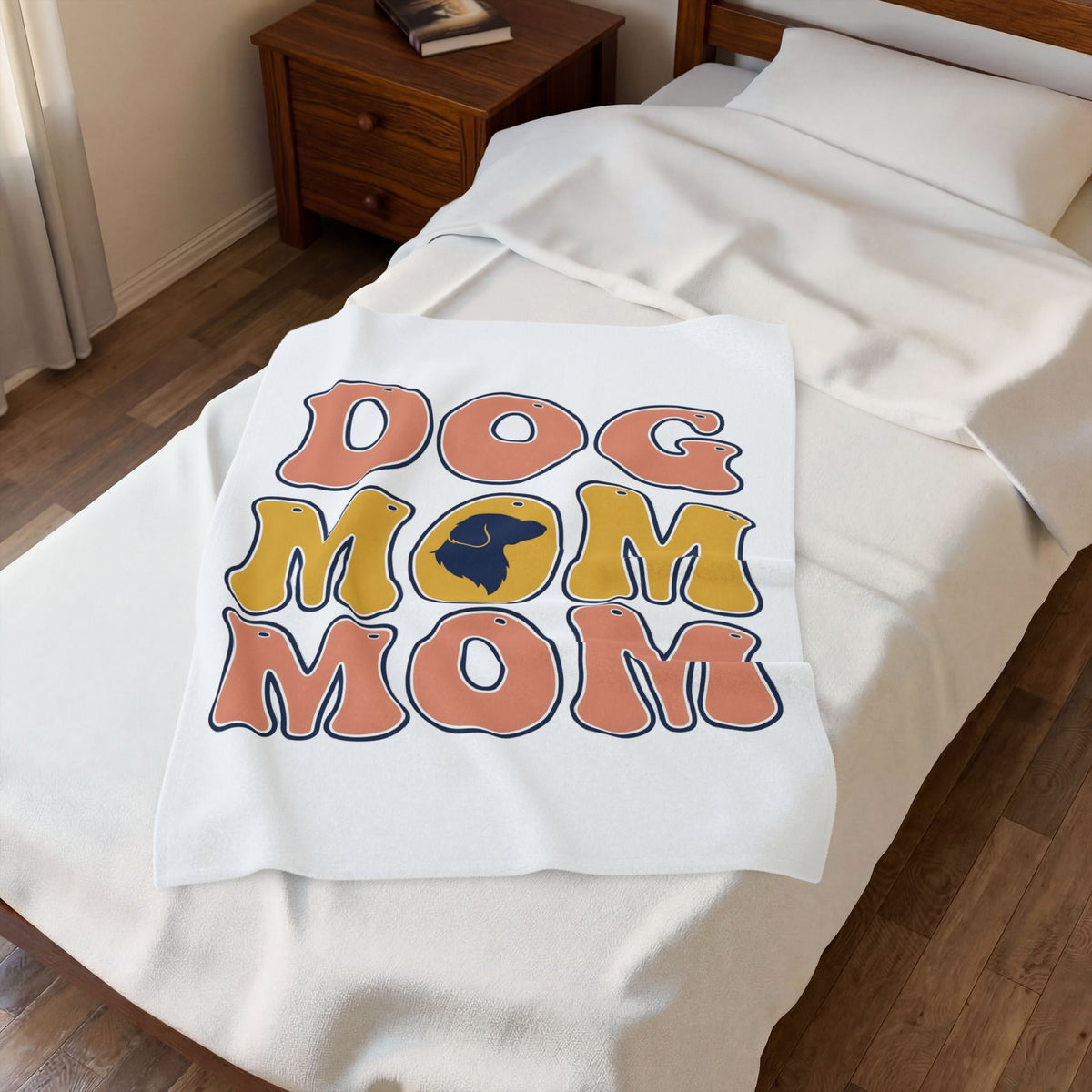 Dog Outline Blanket Dog Mom Animal Gift Women Vintage Blanket Puppy Blanket Dog Mom Fan Retro Blanket Creature Graphic Minimalist Large Text Blanket