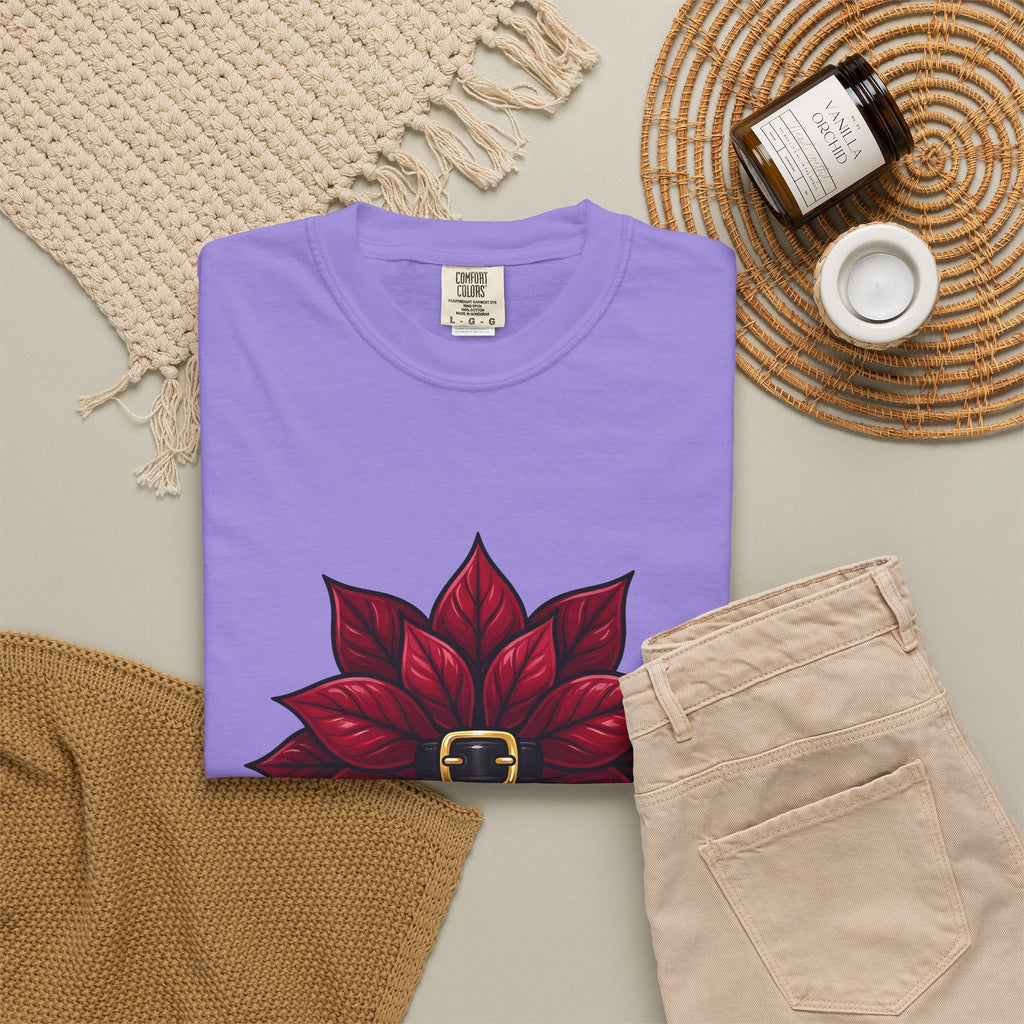 Poinsettia Flower T-Shirt Christmas Floral Gift Women Cartoon T-Shirt Christmas Flower T-Shirt Christmas Fan Comic T-Shirt Floral Graphic Bold
