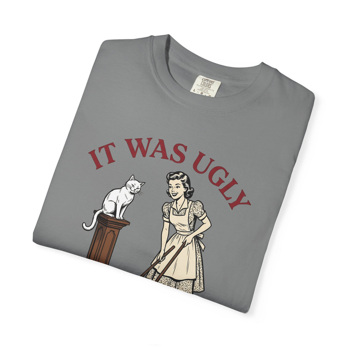 Pussycat Antique Maid T-Shirt Cat Satire Gift Women Classic T-Shirt Kitty T-Shirt Feline Fan Vintage T-Shirt Parody Graphic Line Art Broken Urn