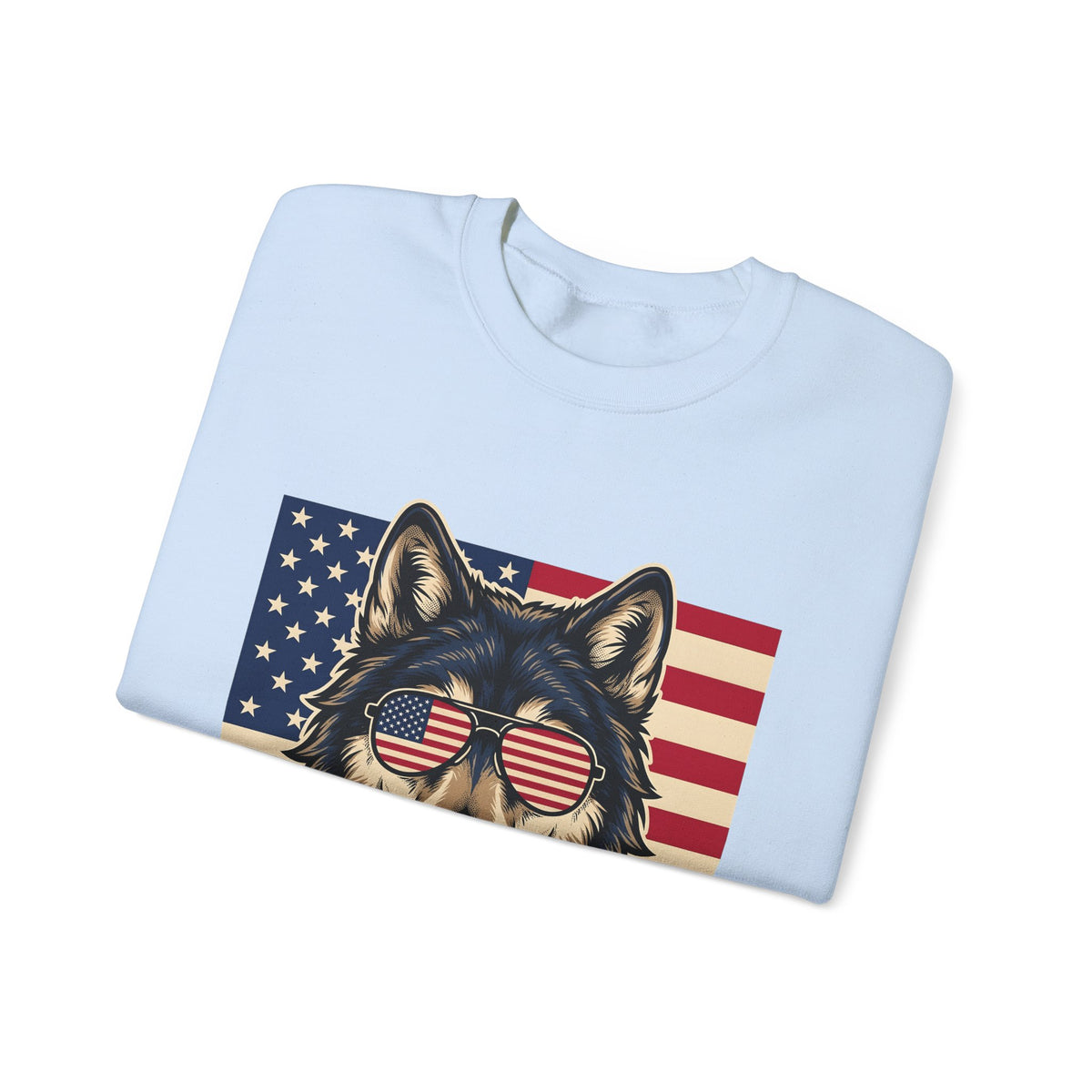 Wolf Shades Sweatshirt America Patriotism Gift Women Classic Sweatshirt Sunglasses Sweatshirt American Enthusiast Retro Sweatshirt Nationalistic Graphic