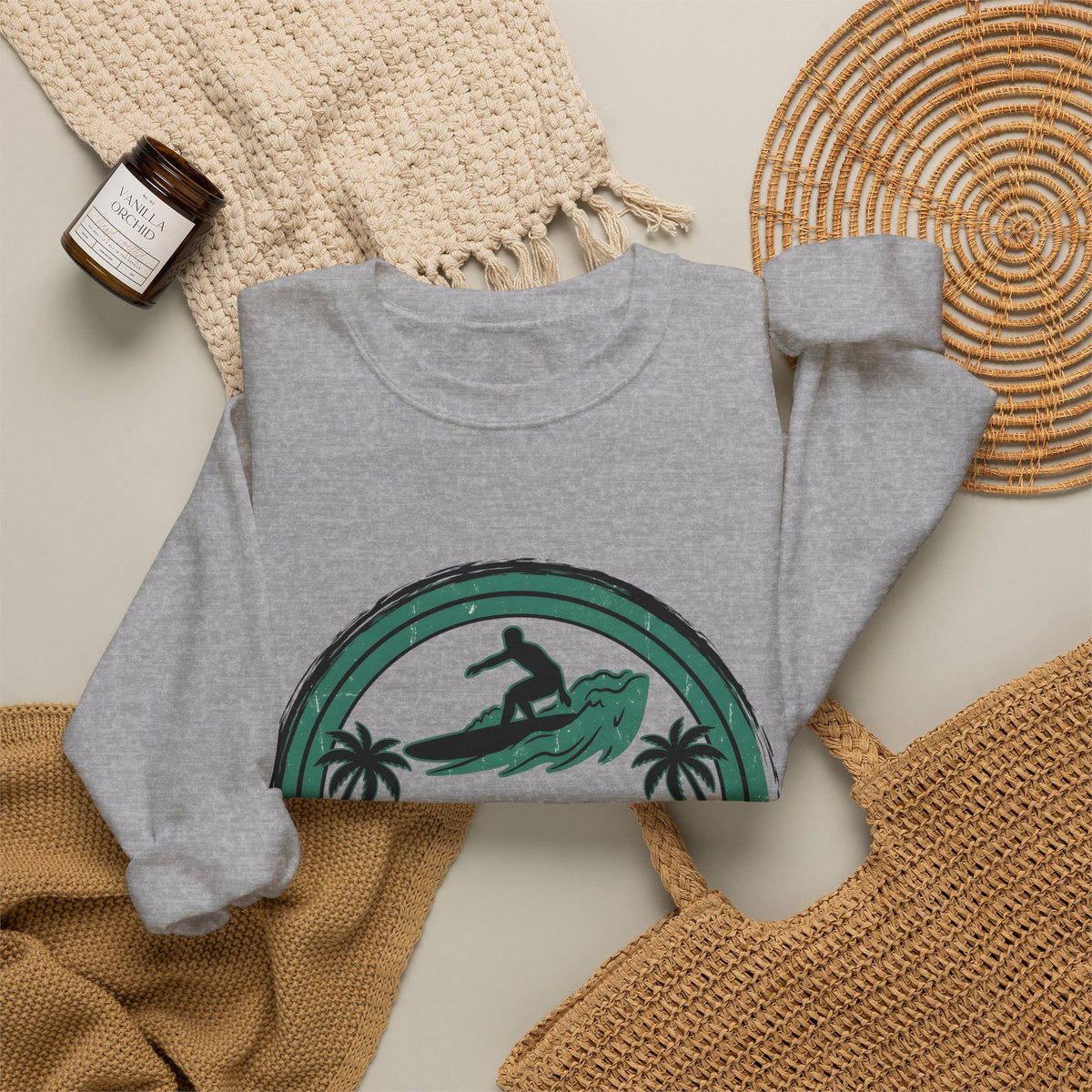 Surfing Surfing Seaside Gift Hand Drawn Surf Surfer Fan Surfing Coastal Sweatshirt