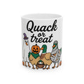 Duck Attire Mug Halloween Pets Gift Women Animated Mug Duckling Mug Spooky Fan Cartoon Mug Animal Graphic Hand Drawn Jack O Lantern