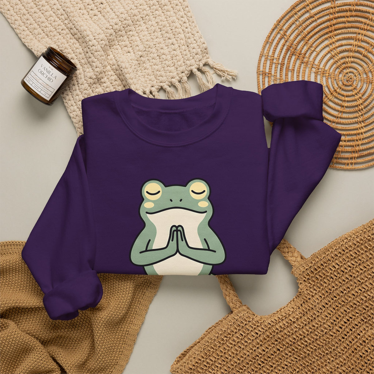 Yoga Frog Sweatshirt Yoga Nature Gift Women Sketch Sweatshirt Toad Sweatshirt Yoga Enthusiast Drawing Illustration Wildlife Graphic Clean Standing Pose