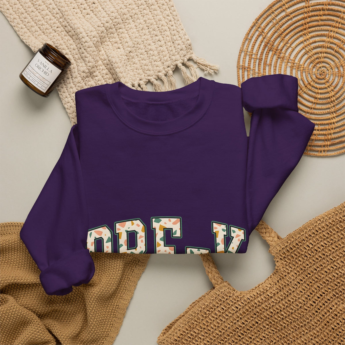 Terrazzo Letters Sweatshirt Teacher Nursery Gift Women Cute Sweatshirt Alphabet Sweatshirt Educator Enthusiast Kawaii Sweatshirt Classroom Graphic Old School