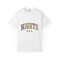 Varsity Lettering Design T-Shirt Nurses Graveyard Shift Gift Women Pale Hues T-Shirt Letterman T-Shirt Nursing Enthusiast Pastel T-Shirt Night
