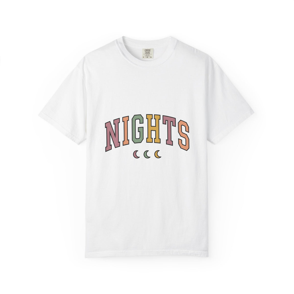 Varsity Lettering Design T-Shirt Nurses Graveyard Shift Gift Women Pale Hues T-Shirt Letterman T-Shirt Nursing Enthusiast Pastel T-Shirt Night