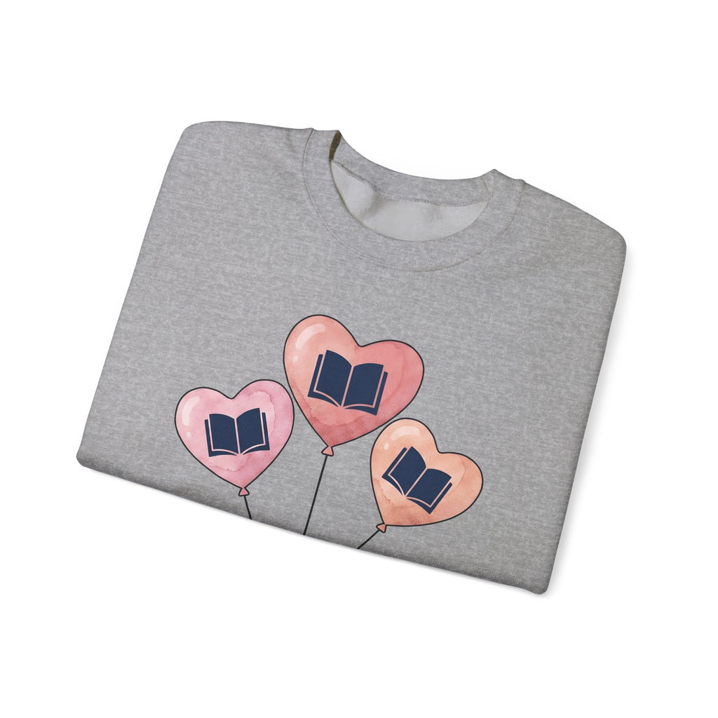 Love Balloon Sweatshirt Cute Books Gift Women Paint Sweatshirt Balloon Sweatshirt Adorable Fan Artistic Sweatshirt Literary Graphic Sketch Novel Sweatshirt