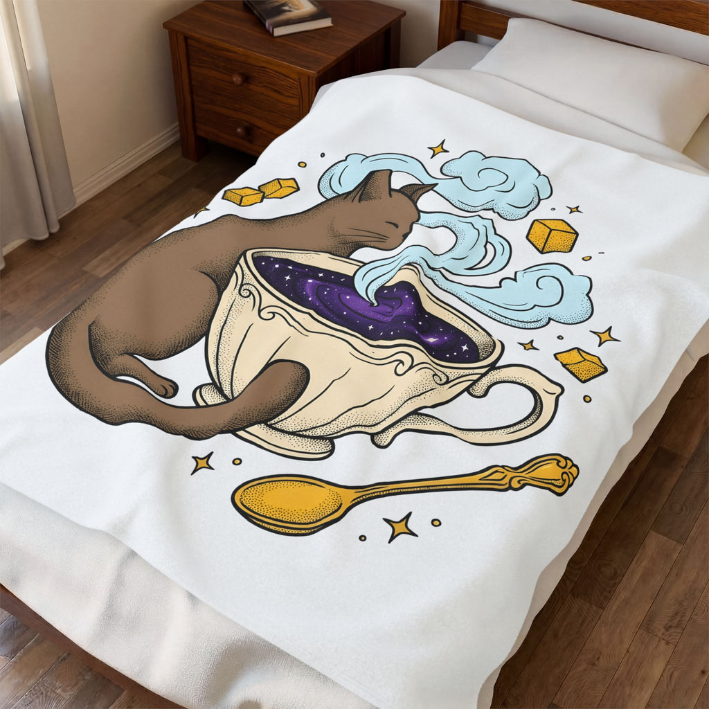 Kitty Coffee Cup Blanket Cat Cappuccino Gift Women Sketch Blanket Coffee Blanket Blanket Cat Fan Coffee Drawing Blanket Line Art Sugar Cubes Blanket