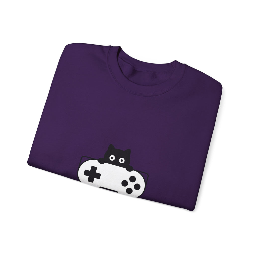 Cat Game Controller Sweatshirt Cat Gaming Gift Women Minimalist Sweatshirt Gamepad Sweatshirt Feline Fan Gamer Graphic Gamer Design Modern Video Game
