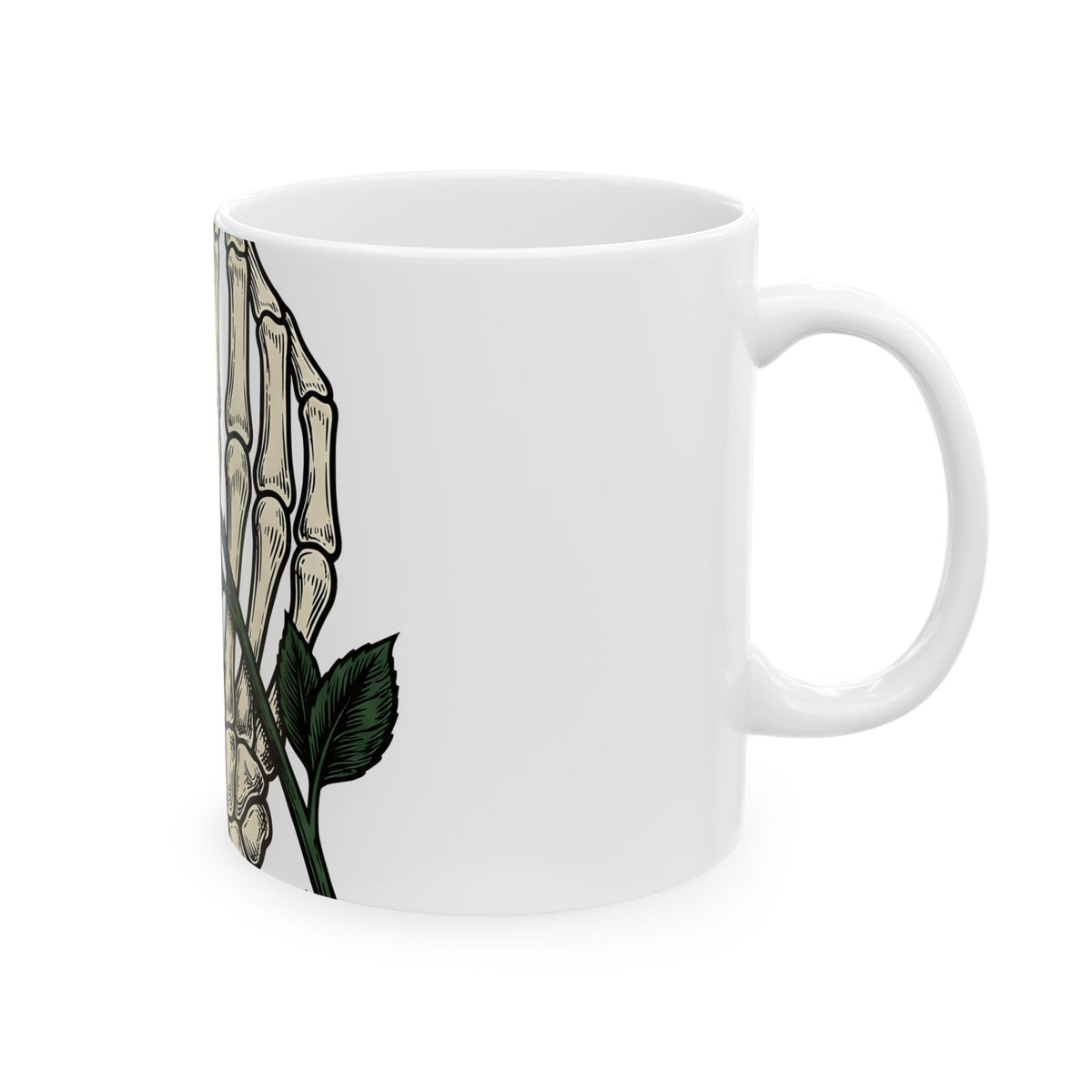 Skeleton Hand Mug Halloween Gothic Gift Women Tattoo Mug Bony Finger Mug Horror Fan Ink Mug Dark Graphic Vintage Rose Mug