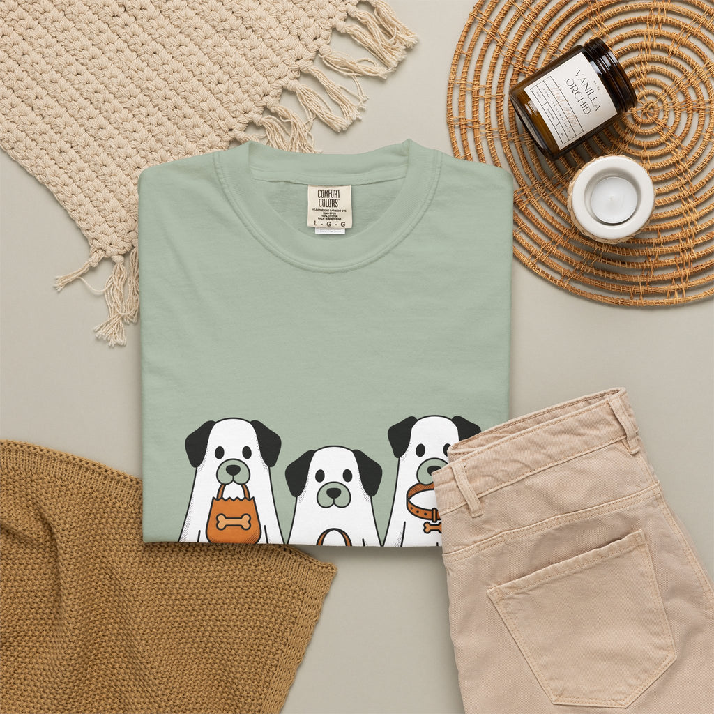 Phantom Puppies Halloween Pet Owner Gift Comic Ghost Dogs Spooky Fan Cartoon Dog Mom T-Shirt