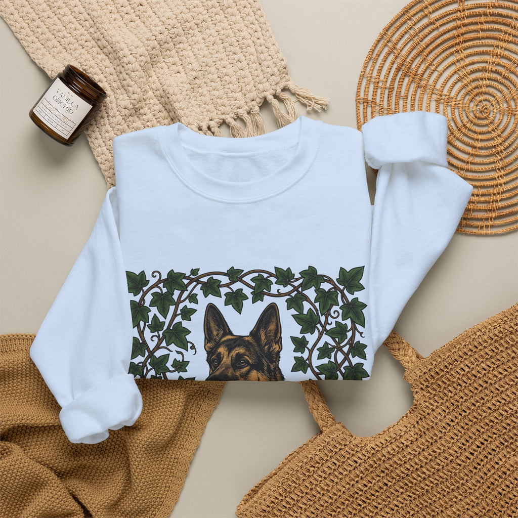German Shepherd Dog Sweatshirt Dog Outdoors Gift Women Realistic Sweatshirt Alsatian Sweatshirt Dog Fan Shepherd Graphic Sweatshirt Retro Vine Sweatshirt