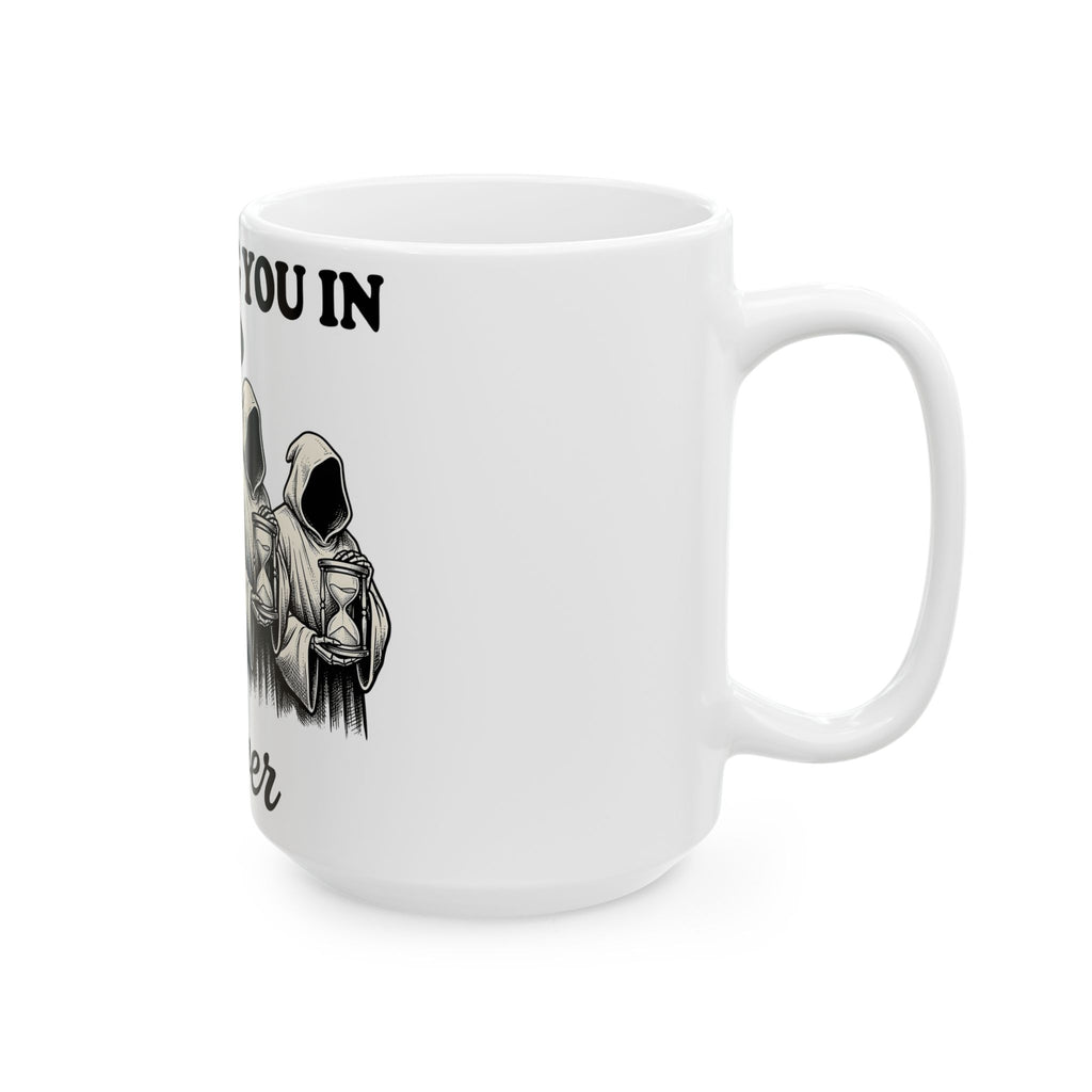 Reaper Skull Mug Halloween Ghost Gift Women Eerie Mug Grim Reaper Mug Horror Fan Spooky Mug Specter Graphic Old School Sand Timer