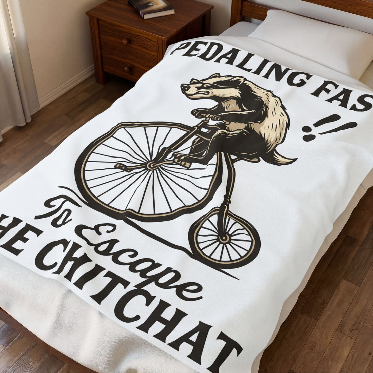 Badger Bike Blanket Funny Wildlife Gift Women Comic Blanket Bicycle Blanket Humor Fan Cartoon Blanket Animal Graphic Retro Shades Blanket