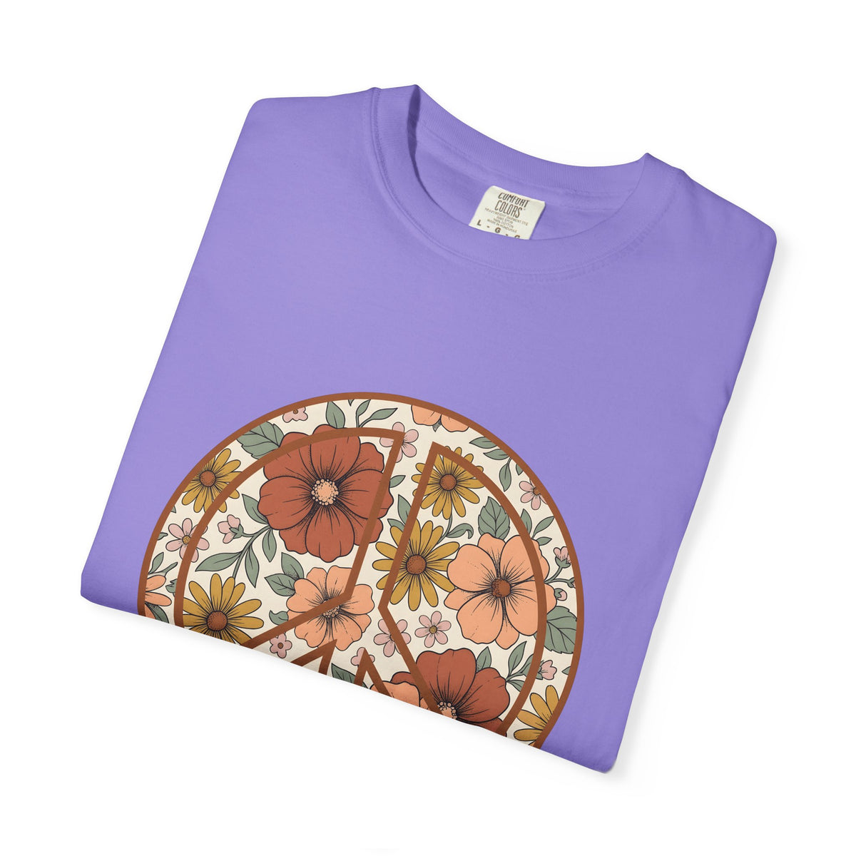 Peace Hand Flower T-Shirt Boho Chic Psychedelic Gift Women Folk T-Shirt Peace Sign T-Shirt Hippie Fan Bohemian T-Shirt Trippy Graphic Classic