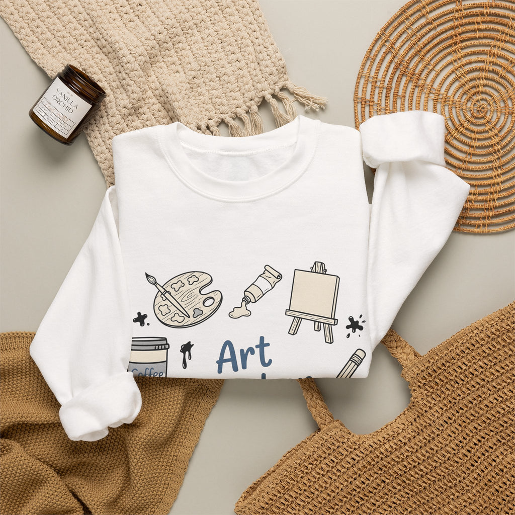 Painting Supplies Sweatshirt Teacher Study Gift Women Line Art Sweatshirt Art Materials Sweatshirt Educator Enthusiast Illustration Design Graphic Studying