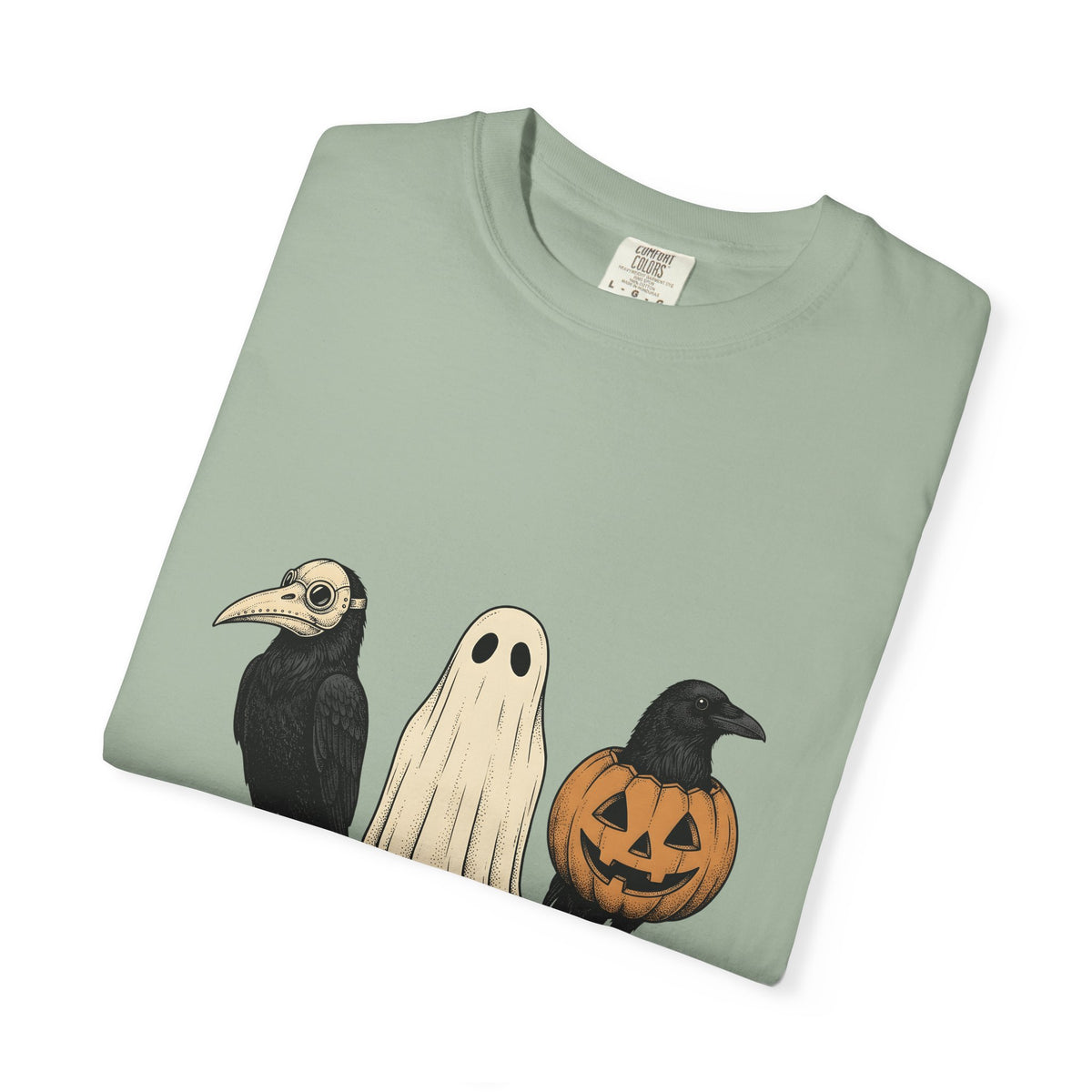 Raven Outfit T-Shirt Halloween Horror Gift Women Retro T-Shirt Crow Outfit T-Shirt Horror Fan Creepy Graphic T-Shirt Sketch Jack-O-Lantern T-Shirt