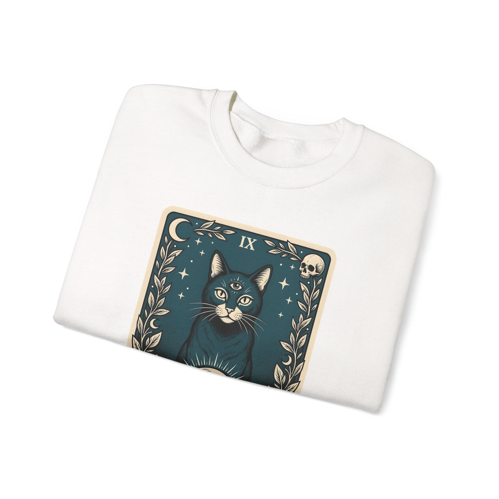 Mystic Cat Sweatshirt Boho Chic Witchcraft Gift Women Tarot Sweatshirt Kitty Sweatshirt Bohemian Fan Occult Graphic Vintage Crystal Ball Sweatshirt