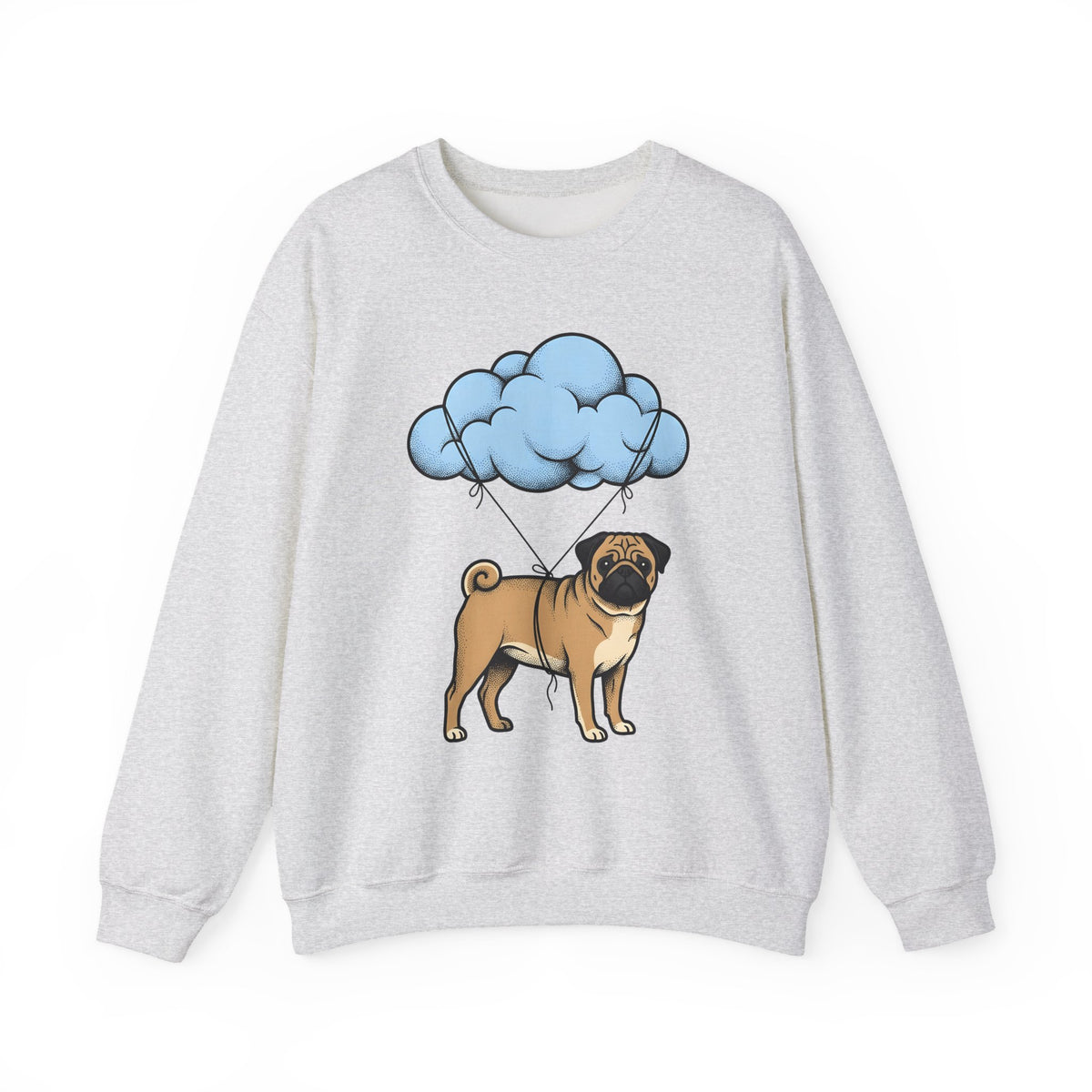 Pug Dog Sweatshirt Dog Animals Gift Women Cartoon Sweatshirt Puggle Sweatshirt Dog Fan Canine Graphic Pug Illustration Retro Cloud Sweatshirt
