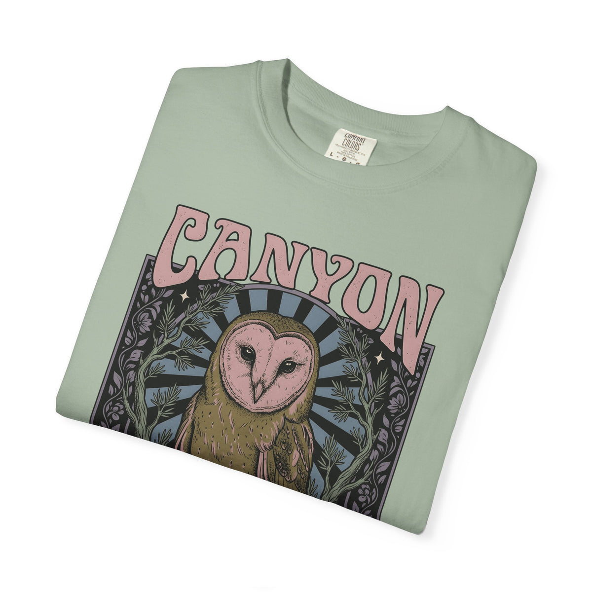Barn Owl Boho Chic Fauna Gift Hand Drawn Owl Bohemian Fan Illustrated Colorful Blossom T-Shirt