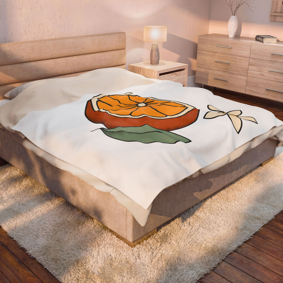 Tangerine Segment Blanket Boho Chic Gardening Gift Women Modern Blanket Mandarin Blanket Bohemian Fan Contemporary Blanket Gardener Graphic Classic