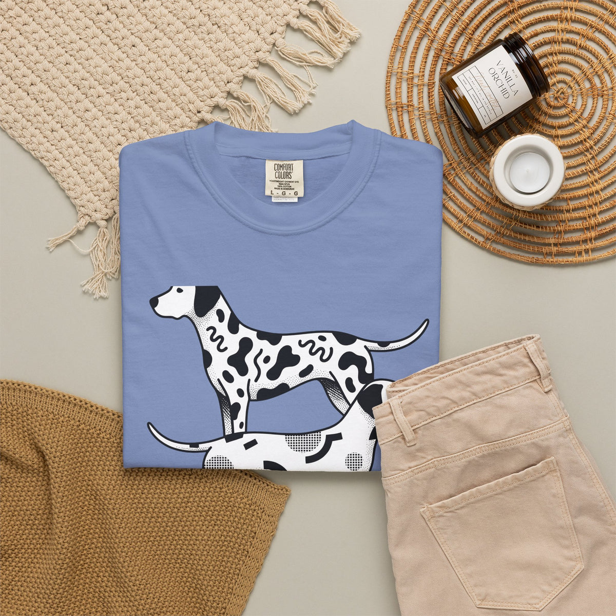 Dalmatian T-Shirt Dog Fauna Gift Women Flat T-Shirt Dalmatian T-Shirt Dog Fan Graphic Design Illustration Sketch Spot Design T-Shirt