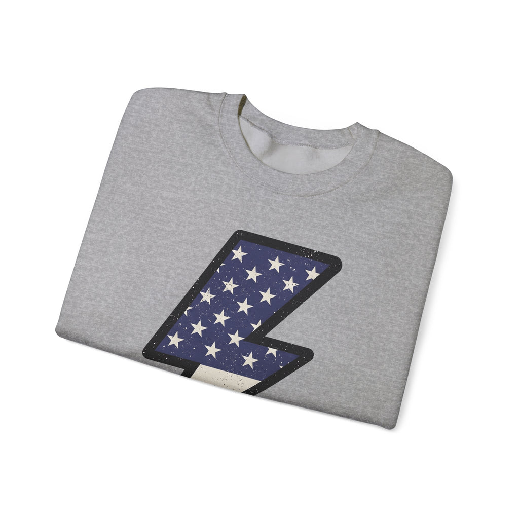 Electric Bolt Sweatshirt 4th Of July Freedom Gift Women Rustic Sweatshirt Lightning Sweatshirt Independence Fan Vintage Sweatshirt Liberty Graphic Nostalgic