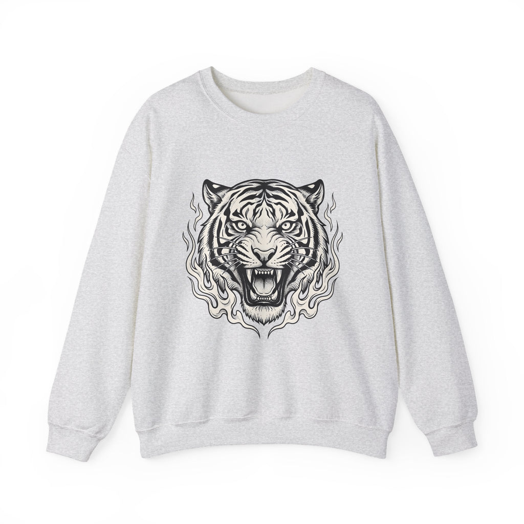 Tiger Face Sweatshirt Tiger Wildlife Gift Women Tribal Sweatshirt Tiger Sweatshirt Tiger Fan Big Cat Graphic Retro Fire Sweatshirt