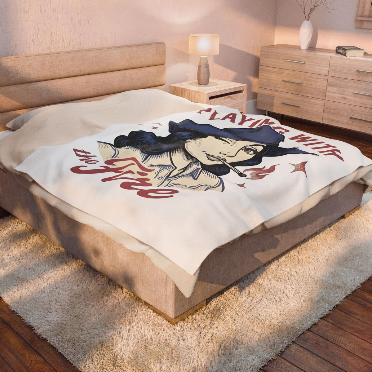 Cowgirl Portrait Cowgirl Western Gift Vintage Cowboy Rodeo Fan Rustic Retro Matchstick Blanket