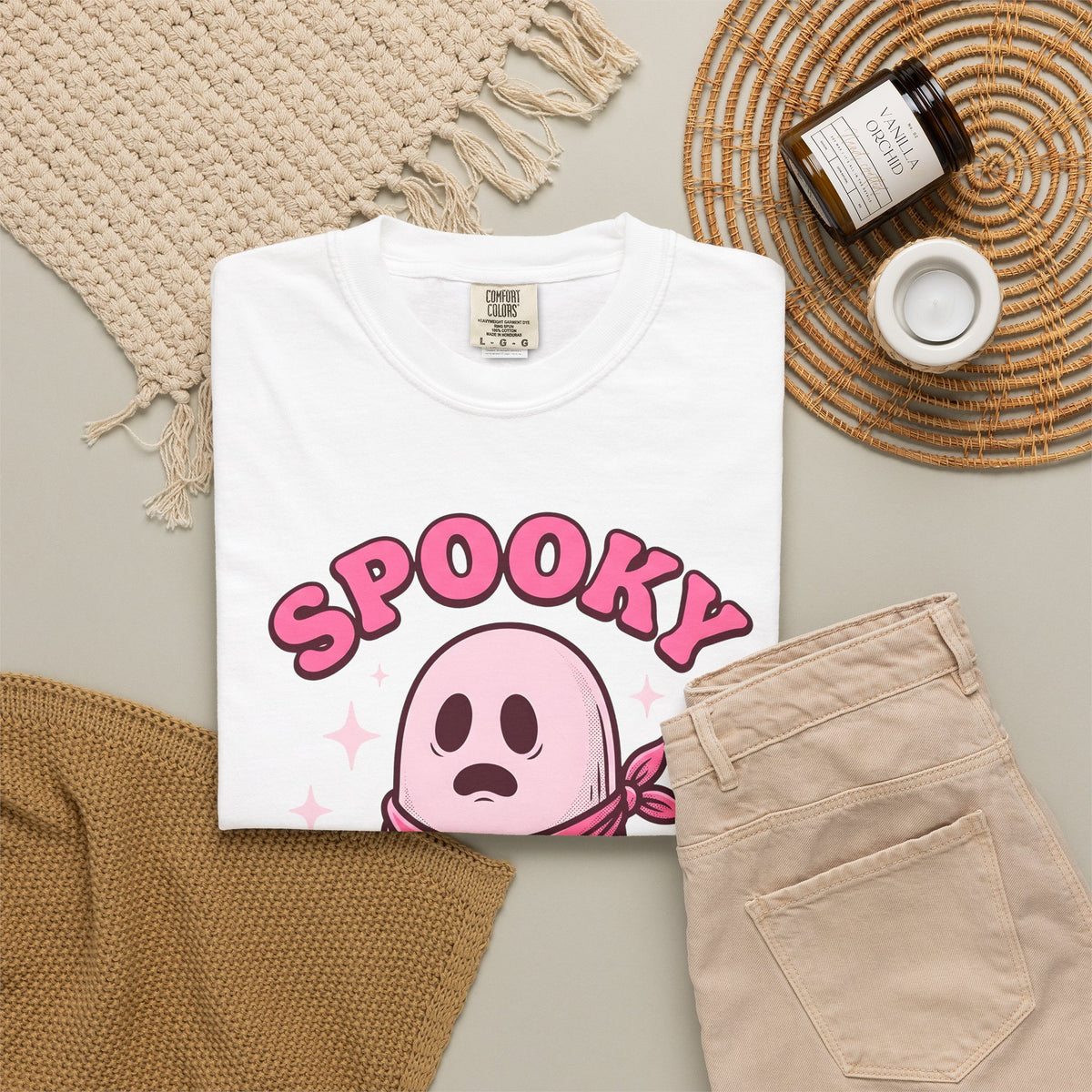 Ghost Scarf Cowgirl Season Gift Comic Scarf Rodeo Fan Cartoon Autumn Vintage Glitter T-Shirt