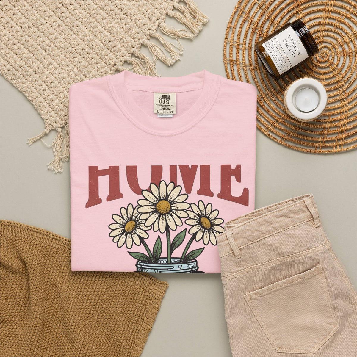 Daisy Glass Jar T-Shirt America Country Gift Women Retro T-Shirt Mason Jar T-Shirt Patriot Fan Vintage T-Shirt Rural Graphic Sketch Flag Ribbon