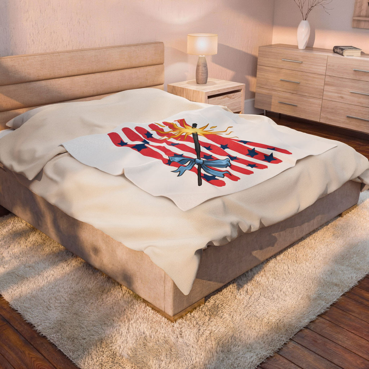 Sparkler Flag Blanket 4th Of July Celebration Gift Women Patriotic Blanket Wave Banner Blanket Independence Day Fan American Blanket Party Graphic