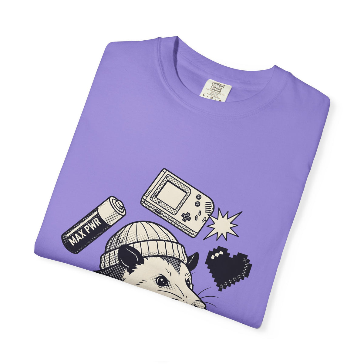 Possum Beanie T-Shirt Funny Gaming Gift Women Comic T-Shirt Opossum T-Shirt Humor Fan Cartoon T-Shirt Gamer Graphic Vintage Retro Game Console