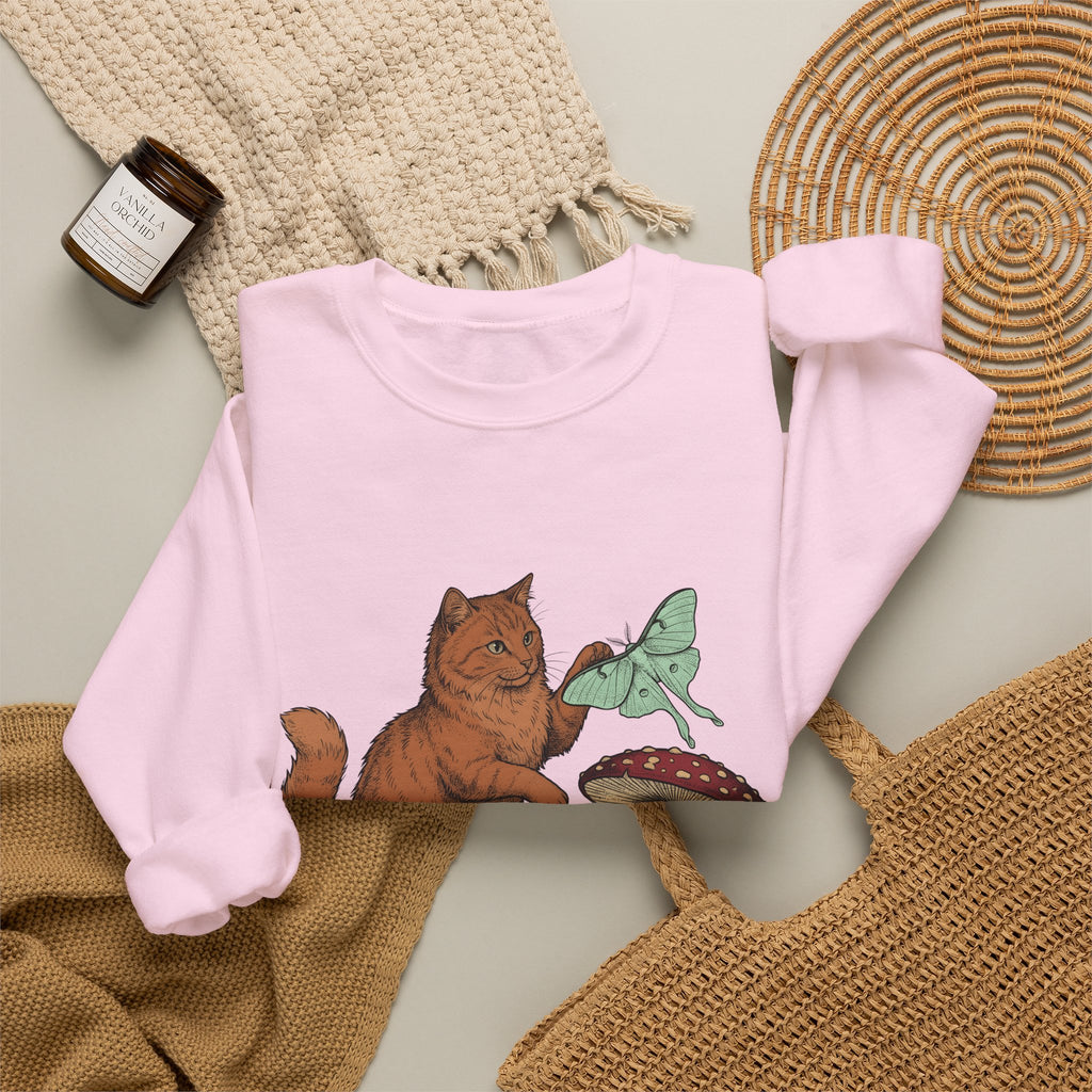 Kitty Toadstool Sweatshirt Cat Environment Gift Women Natural Sweatshirt Fungus T