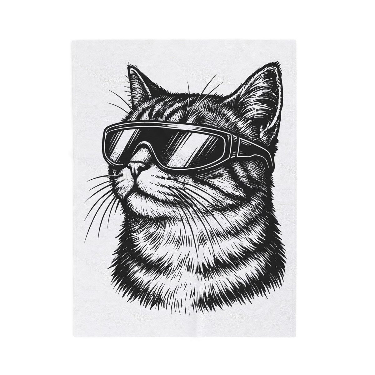 Cat Sunglasses Blanket Cat Animal Gift Women Ink Drawing Blanket Cool Cat Blanket Cat Fan Feline Blanket Creature Graphic Retro Eyewear Blanket