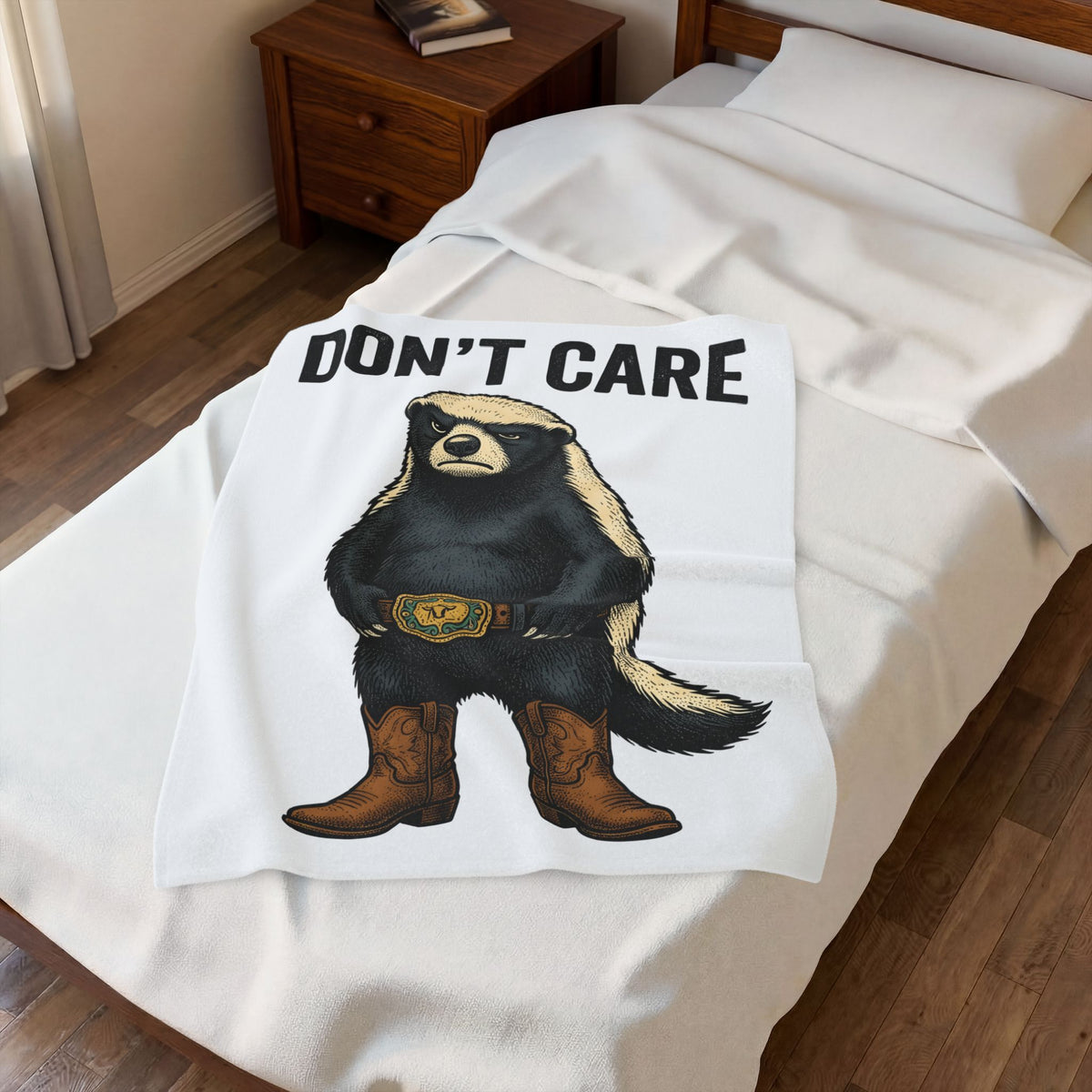 Honey Badger Boots Blanket Cowgirl Wildlife Gift Women Retro Blanket Combat Boots T
