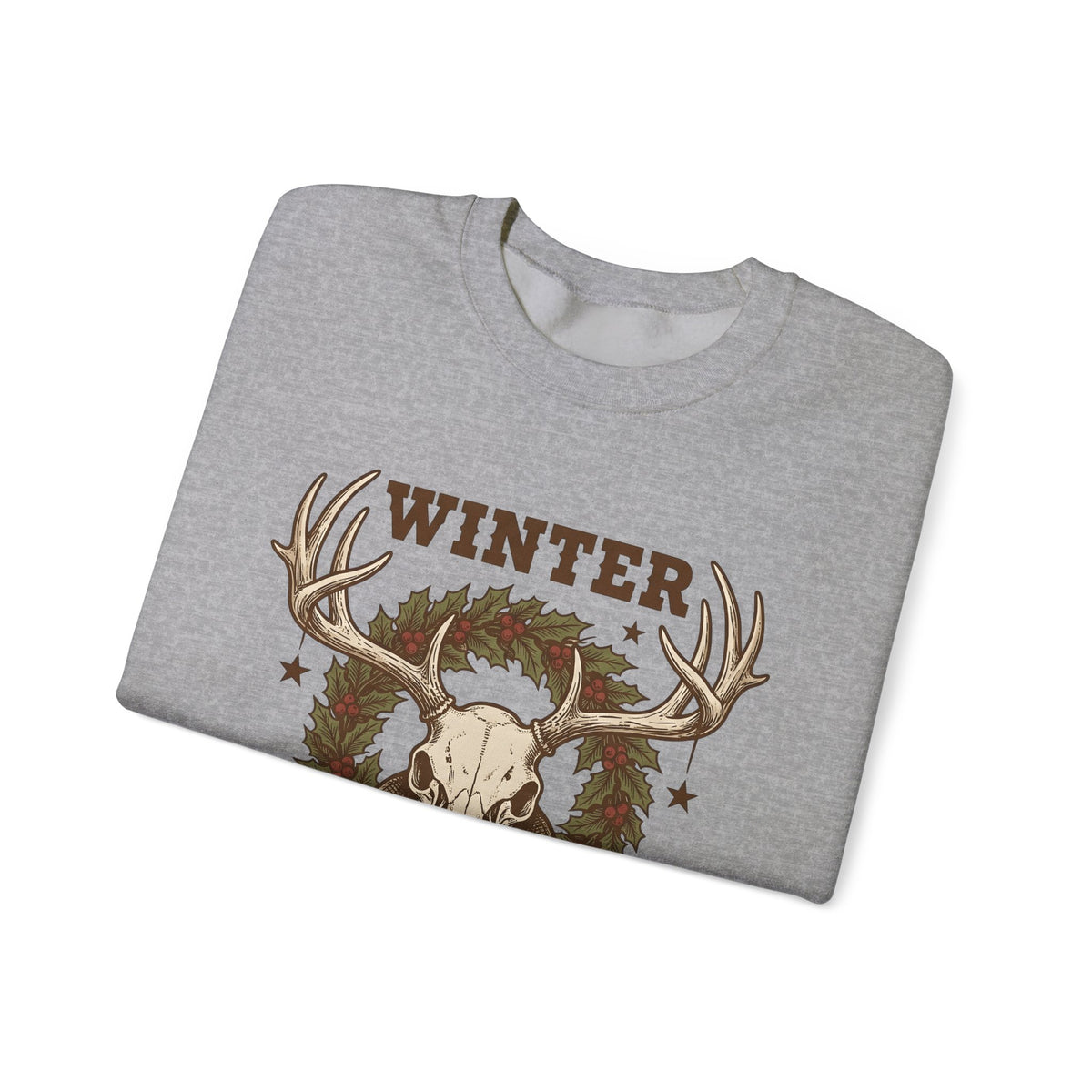 Antler Skull Sweatshirt Christmas Frost Gift Women Throwback Sweatshirt Deer Skull Sweatshirt Xmas Fan Holiday Sweatshirt Frosty Graphic Cartoon Pine Wreath