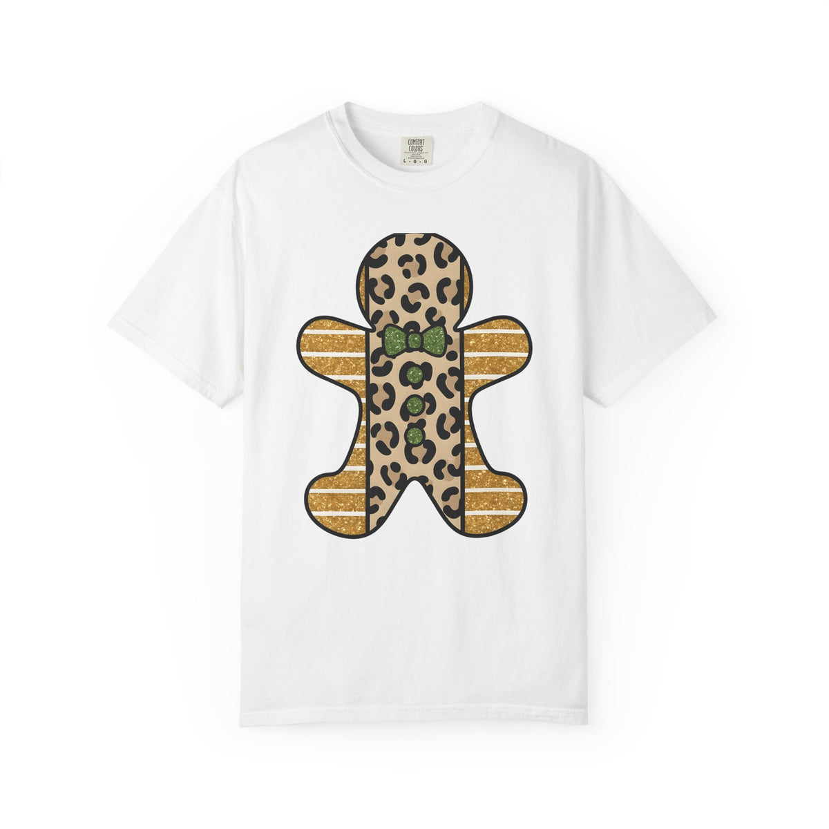 Spotted Gingerbread Animal Xmas Gift Shimmer Gingerbread Man Leopard Fan Glitter Holiday T-Shirt