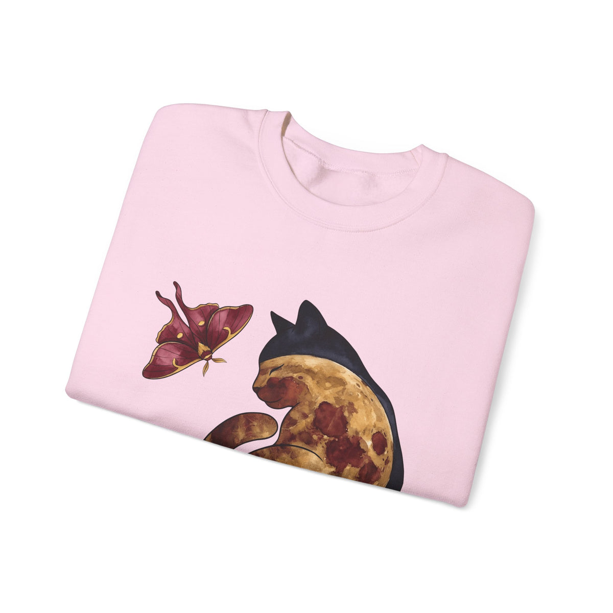Night Cat Sweatshirt Cat Cosmos Gift Women Paint Sweatshirt Kitty Sweatshirt Cat Fan Artistic Sweatshirt Universe Graphic Galaxy Moth Sweatshirt