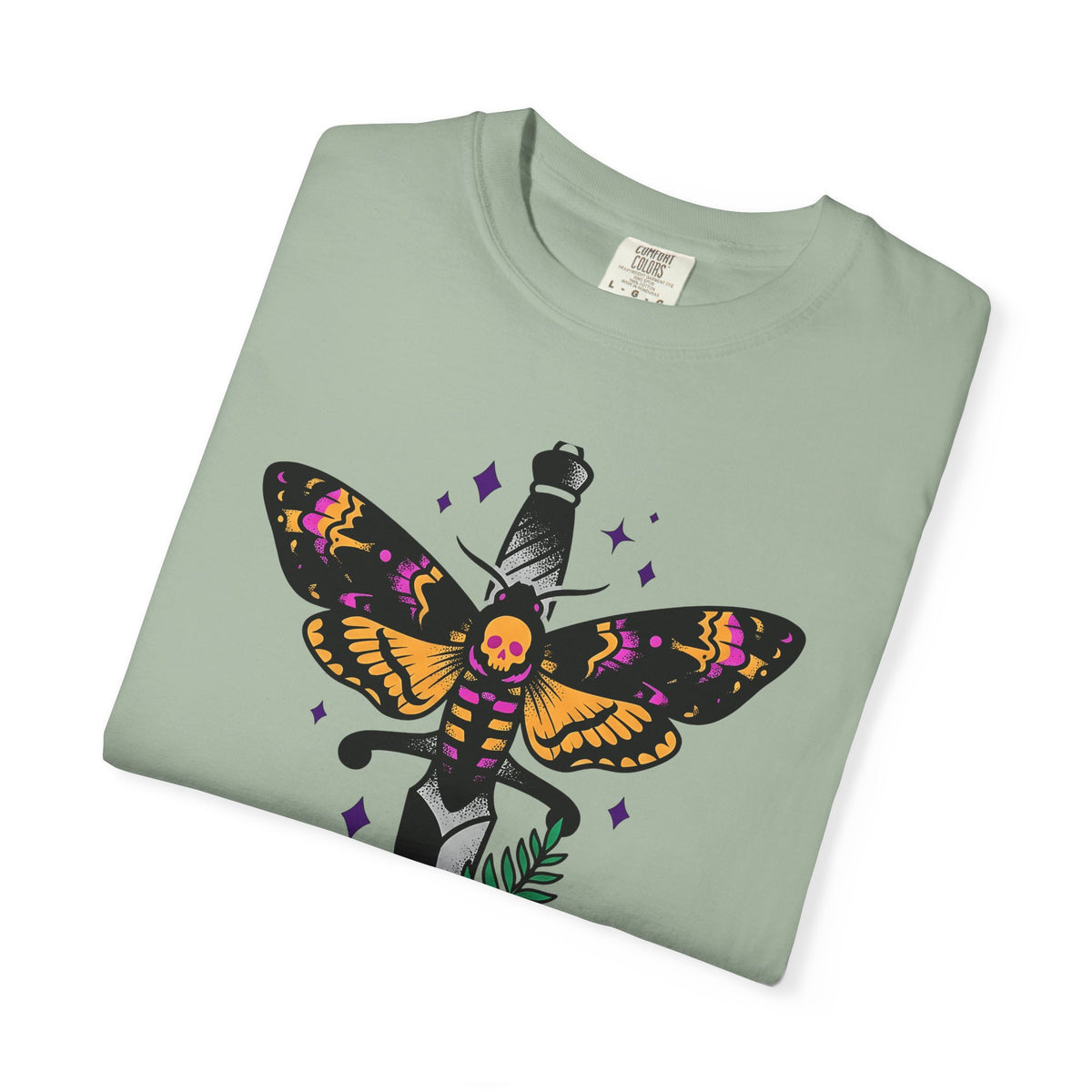 Skull Moth Dagger T-Shirt Halloween Horror Gift Women Ink T-Shirt Dagger