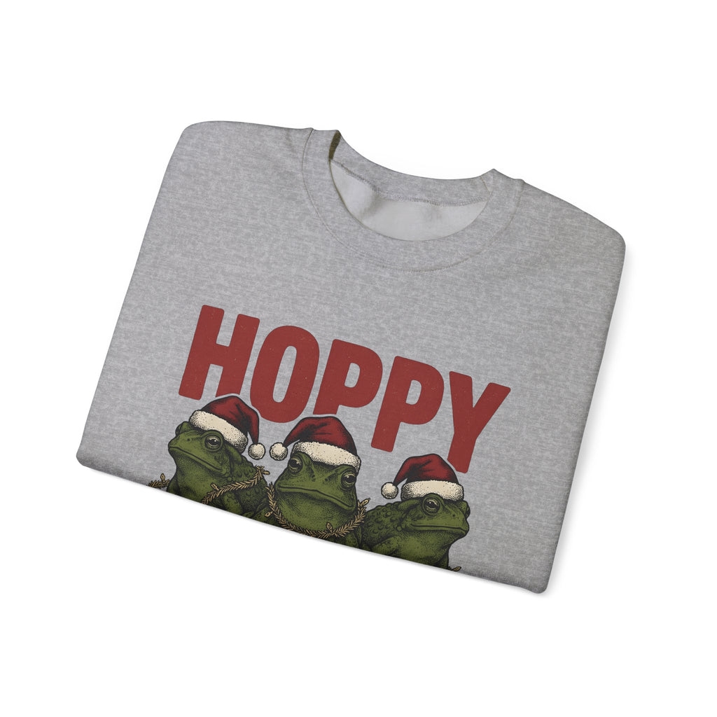 Frog Holiday Hats Christmas Wildlife Gift Hand Drawn Toad Xmas Fan Illustrated Animal Line Sweatshirt