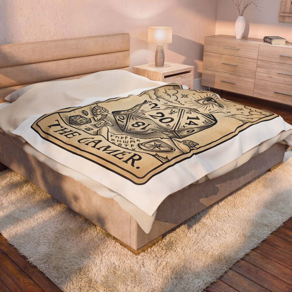 Gaming Dice Blanket Tabletop Gaming Roleplay Gift Women Retro Blanket Dice Blanket Gamers Fan Vintage Blanket Rpg Graphic Sketch Eye Symbol Blanket