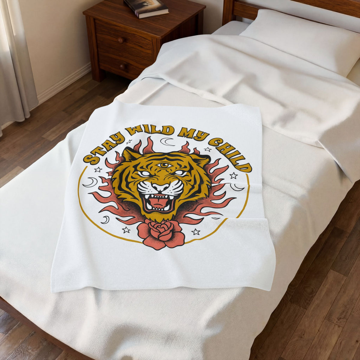 Tiger Head Blanket Boho Chic Animal Gift Women Psychedelic Blanket Tiger Blanket Hippie Fan Tribal Graphic Vintage Rose Blanket
