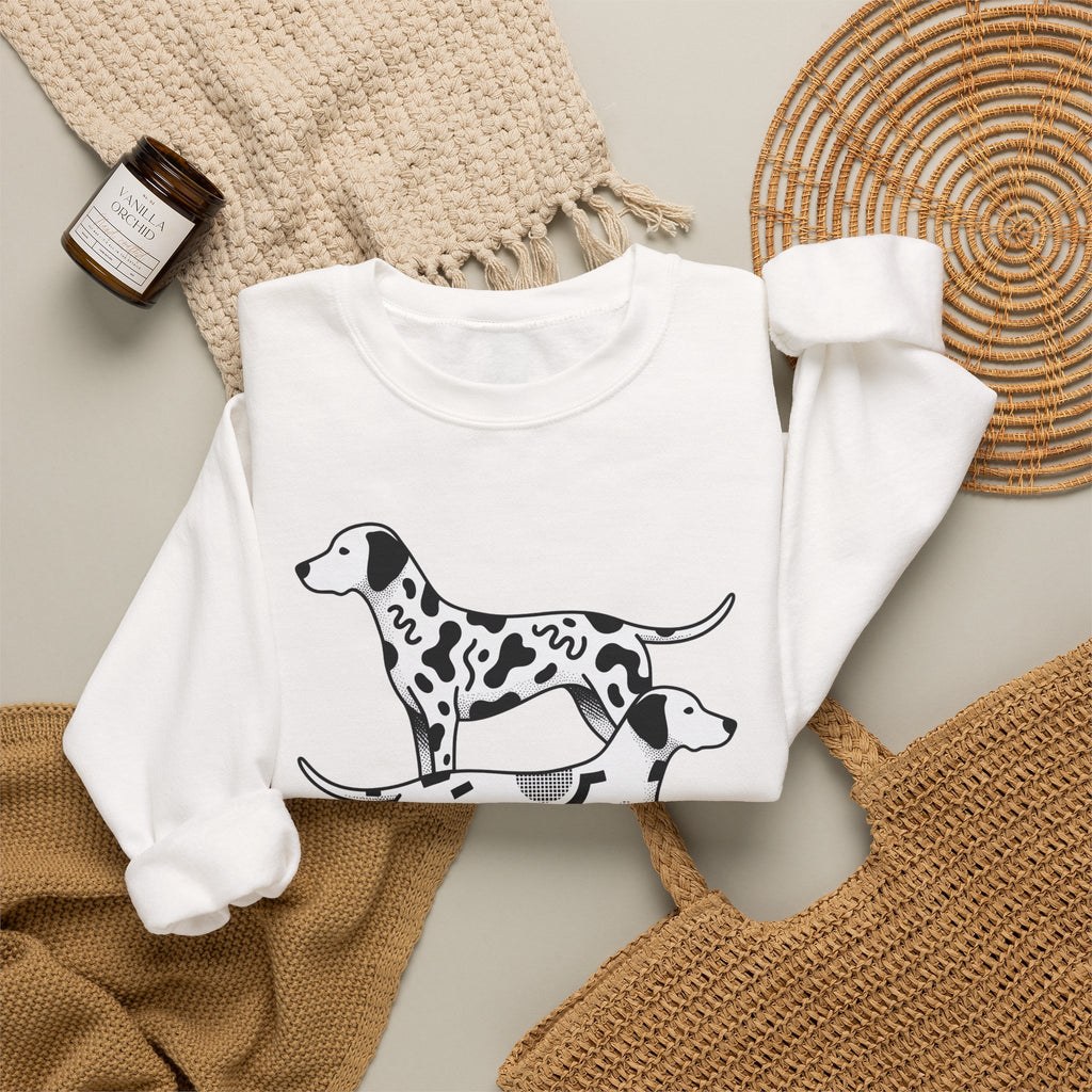 Dalmatian Sweatshirt Dog Fauna Gift Women Flat Sweatshirt Dalmatian Sweatshirt Dog Fan Graphic Design Illustration Sketch Spot Design Sweatshirt