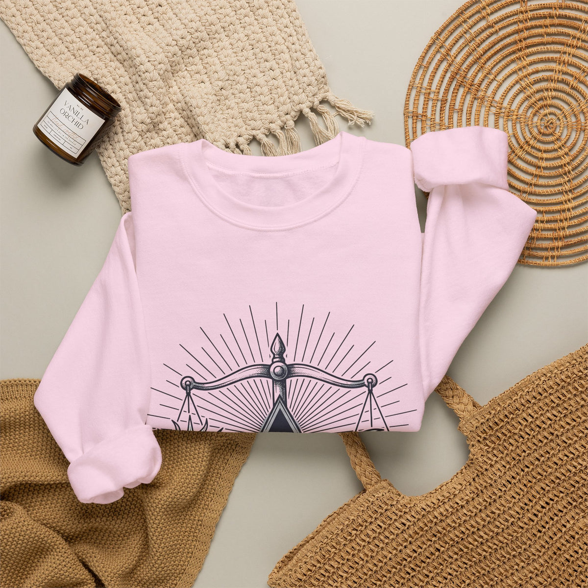 Sun Moon Symmetry Sweatshirt Boho Chic Star Signs Gift Women Fantasy Sweatshirt Lunar Sweatshirt Bohemian Fan Mystical Sweatshirt Zodiac Graphic Sketch Scale