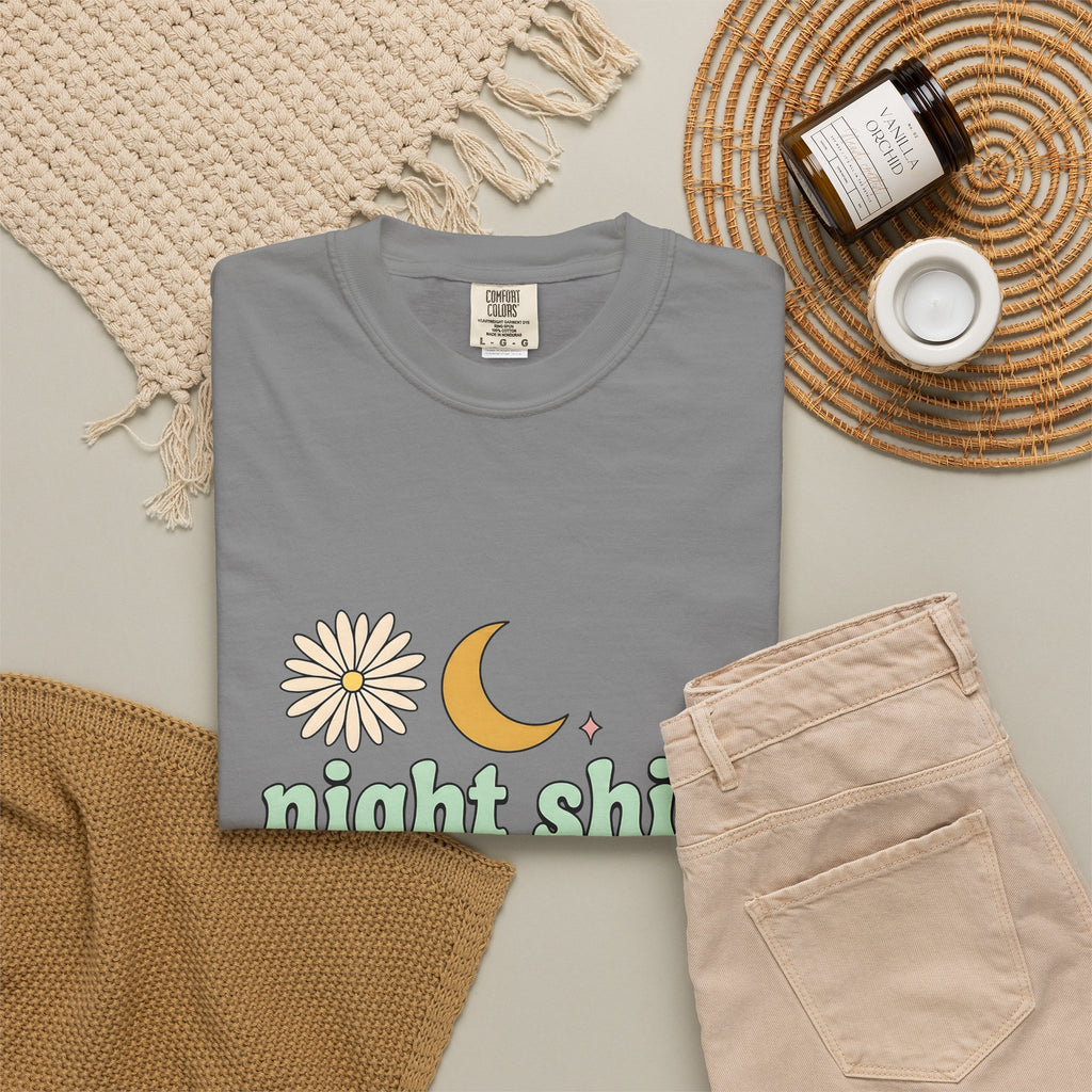 Moon Blossom Graphic T-Shirt Nurses Drink Gift Women Cartoon T-Shirt Flower T-Shirt