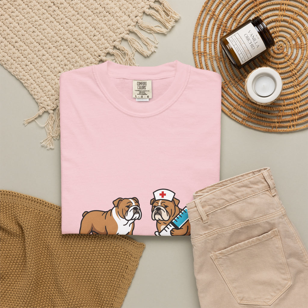 Bulldog Nurse T-Shirt Nurses Animal Gift Women Graphic T-Shirt Bulldog T-Shirt Nurse Enthusiast Bulldog Graphic T-Shirt Creature Illustration