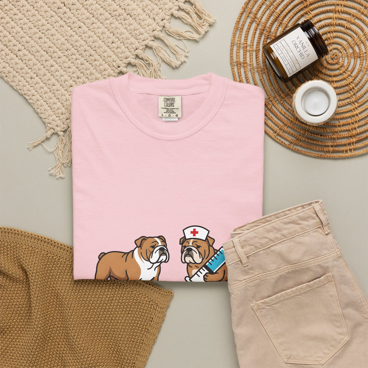 Bulldog Nurse T-Shirt Nurses Animal Gift Women Graphic T-Shirt Bulldog T-Shirt Nurse Enthusiast Bulldog Graphic T-Shirt Creature Illustration